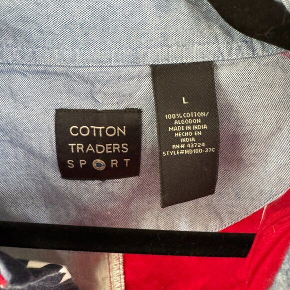 American Flag Patriotic Mens Shirt Large Cotton Red White Blue Stars & Stripes - Picture 2 of 3